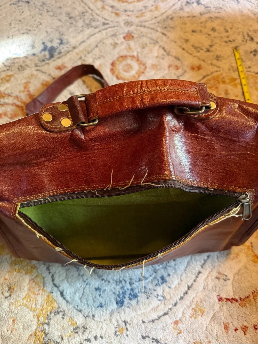 Brown Leather Messenger Laptop Bag - Classic Satchel